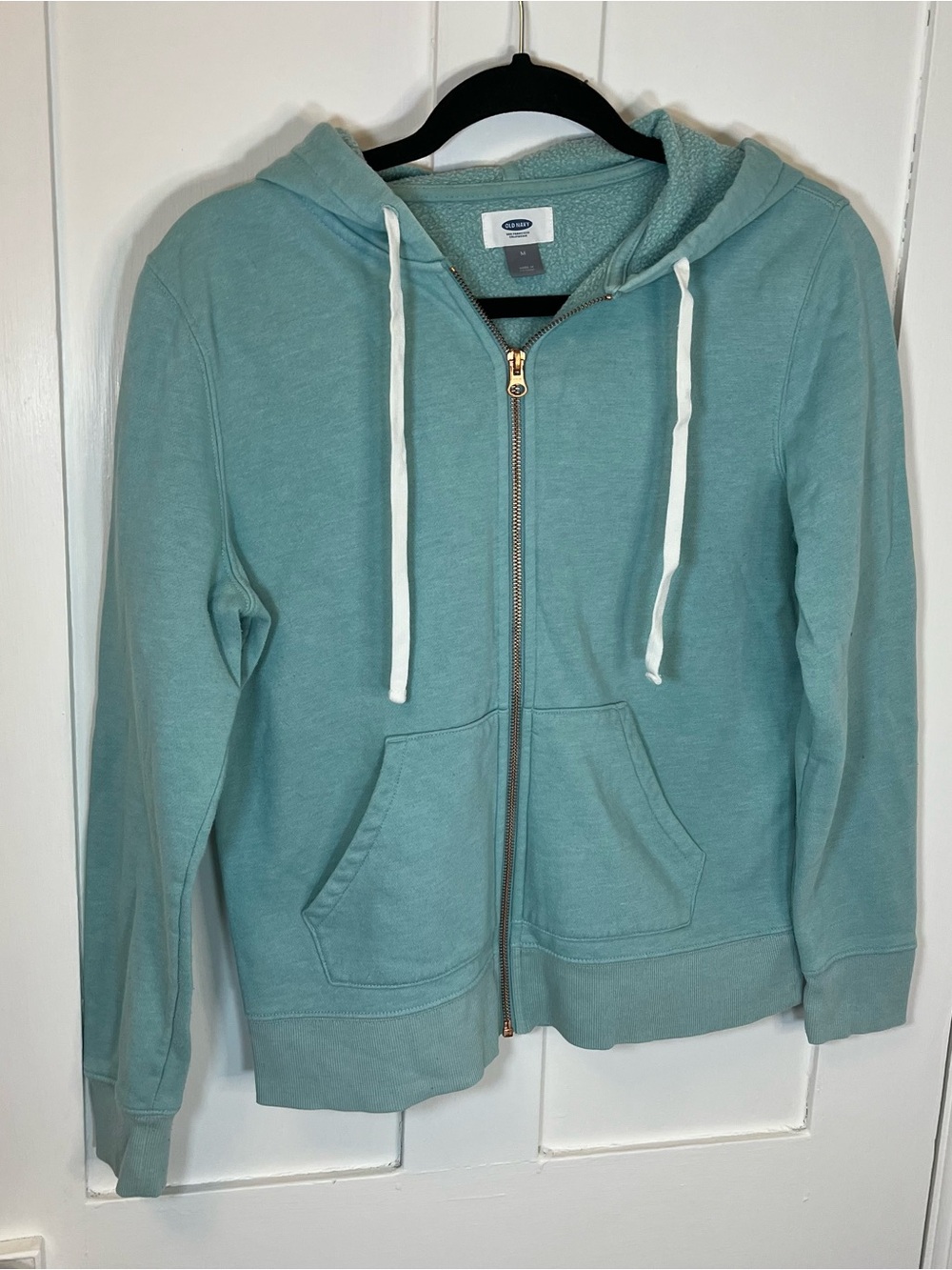 Old Navy Seafoam Green Zip Hoodie with White Drawstrings